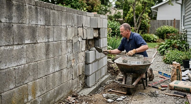 Cinder Block Wall Repair in Marin County, CA